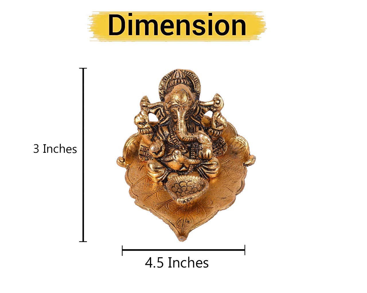 Antique Ganesh Idol on Leaf with Diya