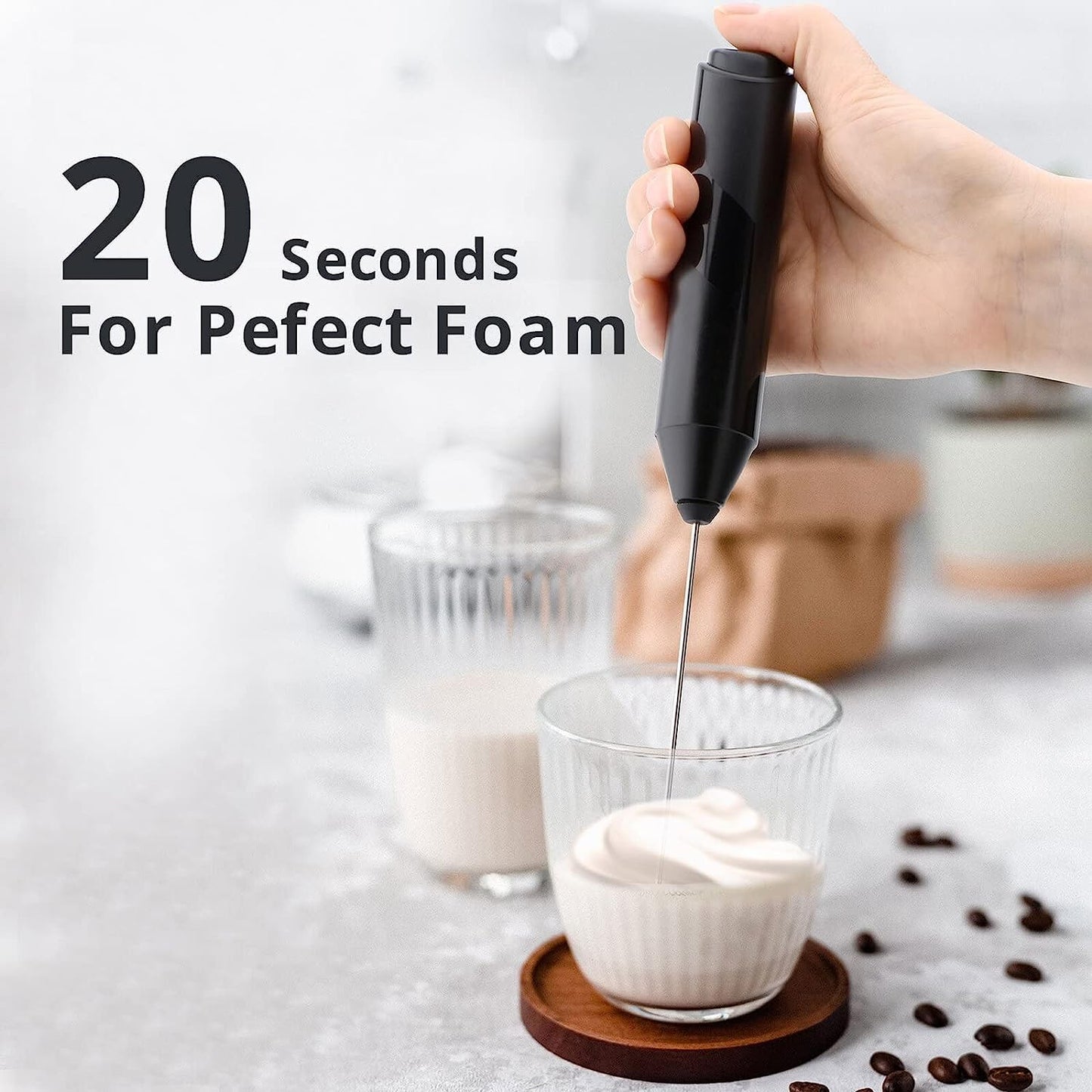 Handheld Milk Frother, Coffer Frother Handheld, Drink Mixer Electric Whisk Milk Coffer Foam Maker Battery Powered