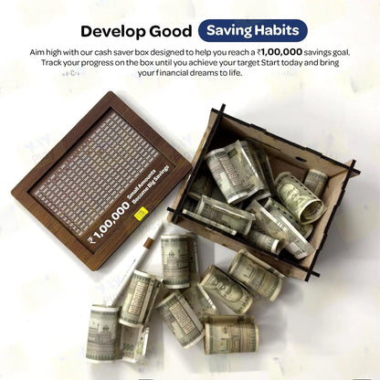 Wooden Challenge Box, Cashbox, Savings Box, Coin Piggy Bank, Money Saver